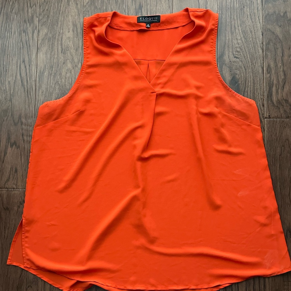 Eloquii Orange Sleeveless Tank Top Relaxed Fit